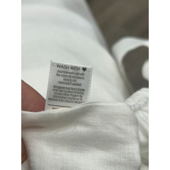 NWT Eberjey Womens 100% Linen Harper Dress Midi Button Front Belted White Size M - Picture 12 of 14